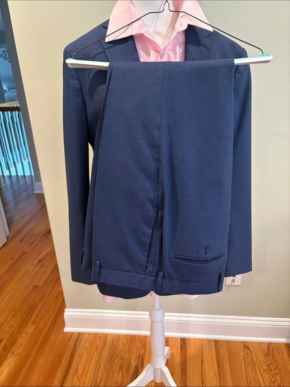 Banana Republic Navy suit with Pink Dress Shirt